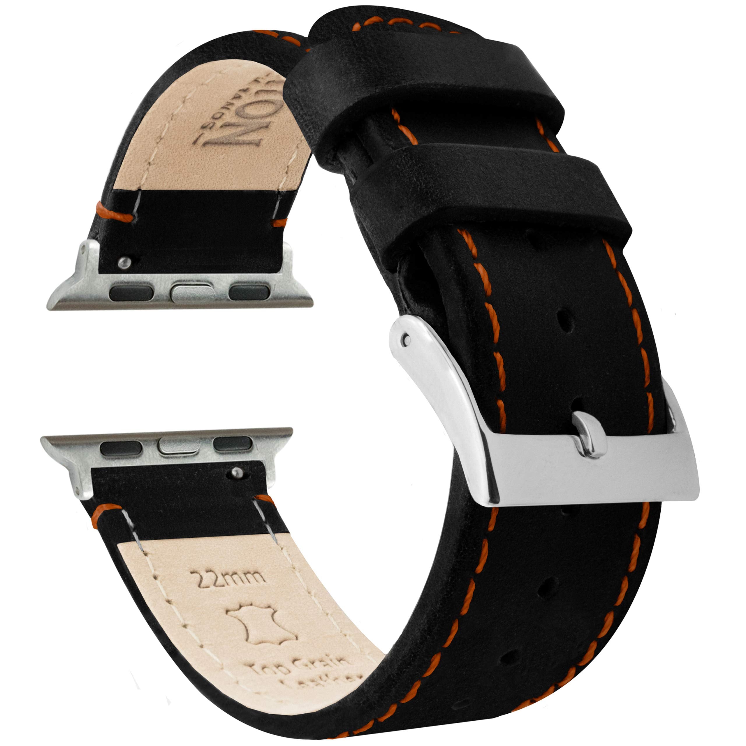 Navy Blue Leather & Stitching (Black Hardware) Large Apple Watch (42mm/44mm/45mm/49mm) Best apple watch bands in use, Apple watch band , Applewatchbands.us
