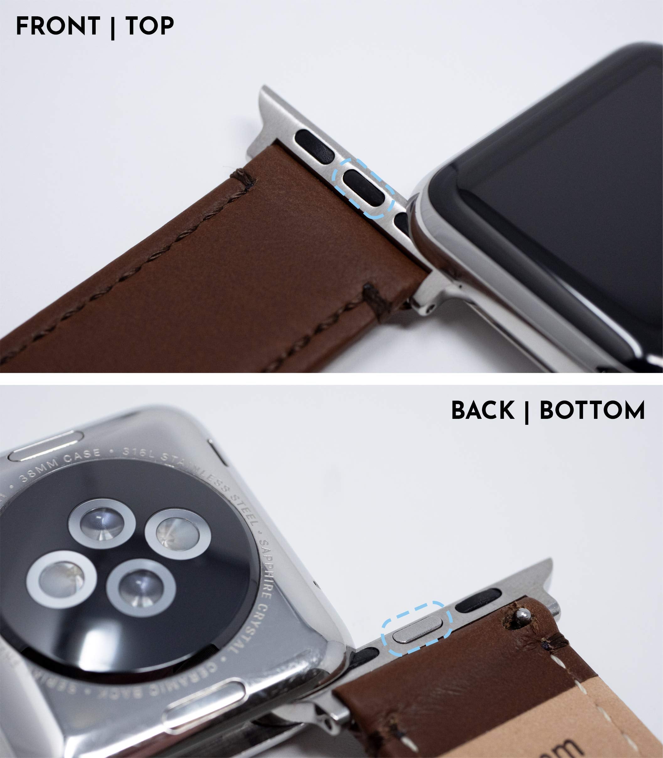 Saddle Brown Leather / White Stitching Large Apple Watch (42mm/44mm/45mm/49mm) Best apple watch bands in use, Apple watch band , Applewatchbands.us