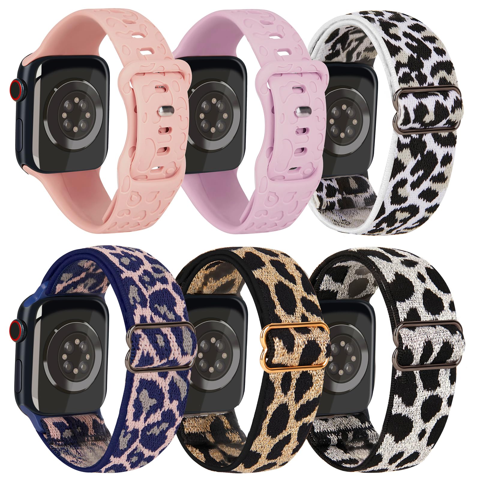 Pink Silicone Leopard/Purple Silicone Leopard/White Leopard/Blue-Purple Leopard/Gold Leopard/Silver Leopard 38mm/40mm/41mm Best apple watch bands in use, Apple watch band , Applewatchbands.us