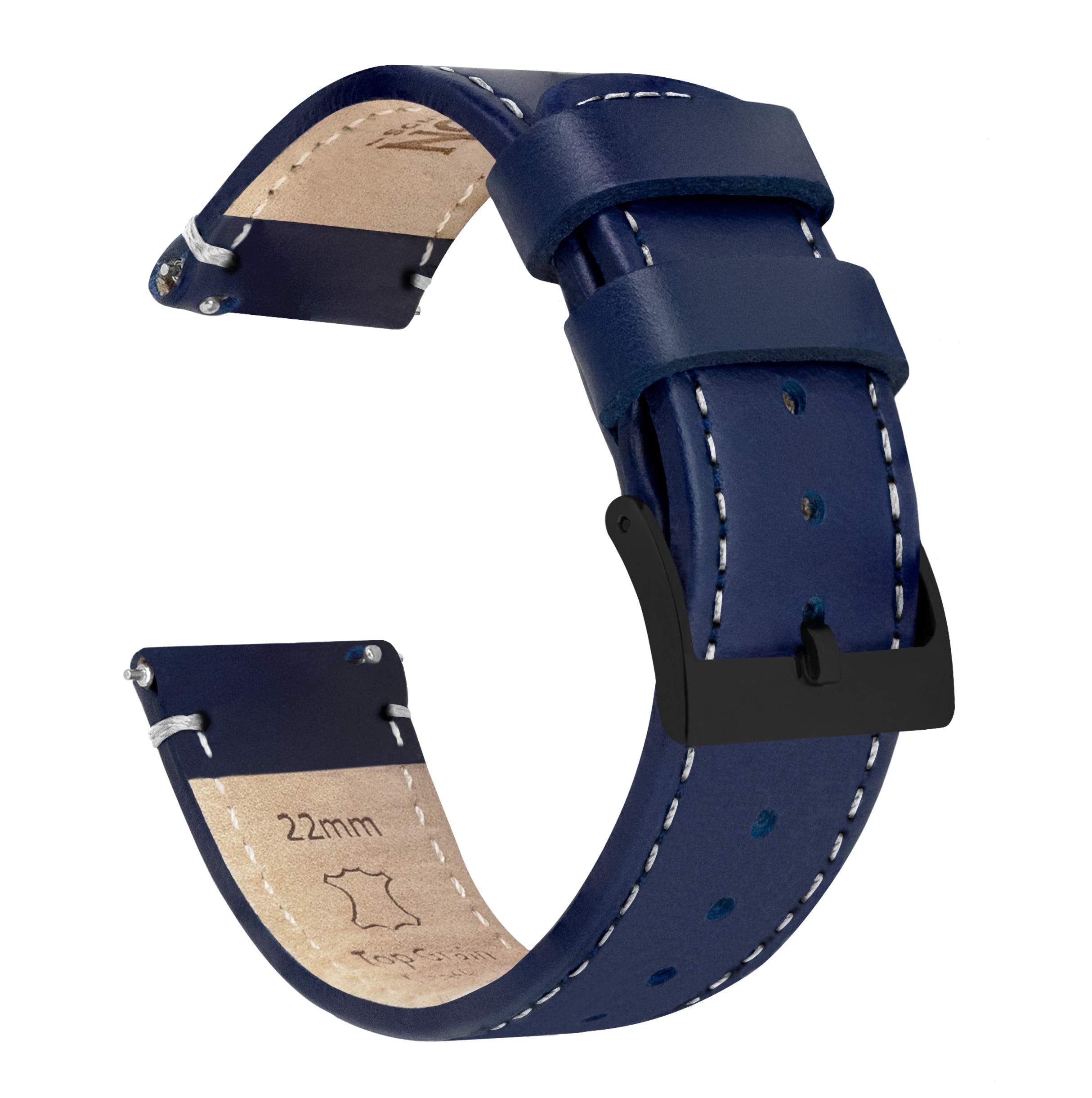 Navy Blue Leather / Linen White Stitching 16mm Best apple watch bands in use, Apple watch band , Applewatchbands.us