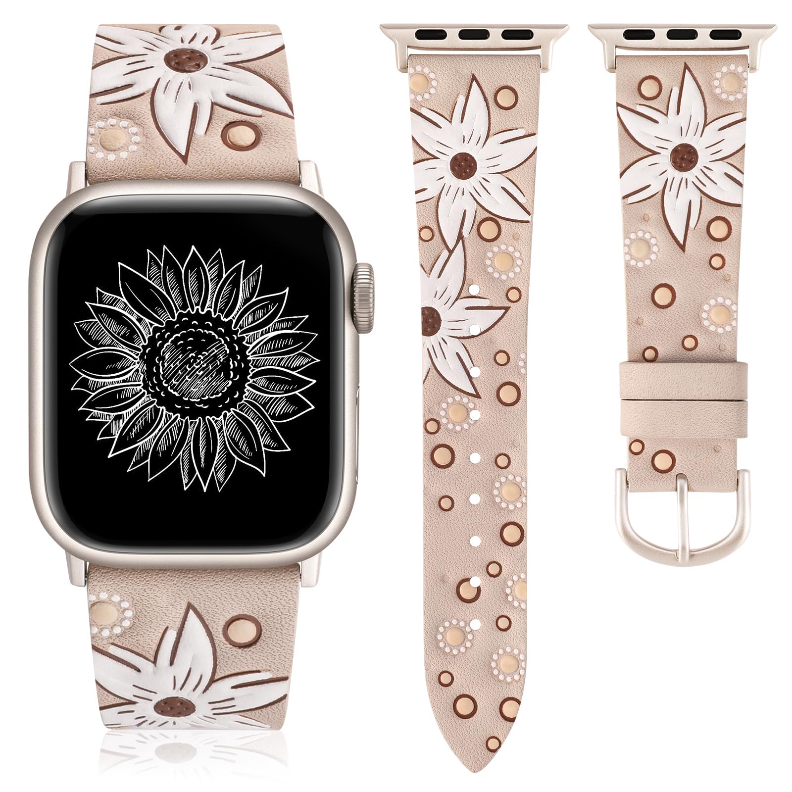 Black Band / White Floral 42mm(Series 3)/44/45/49/46mm(Series 10) Best apple watch bands in use, Apple watch band , Applewatchbands.us