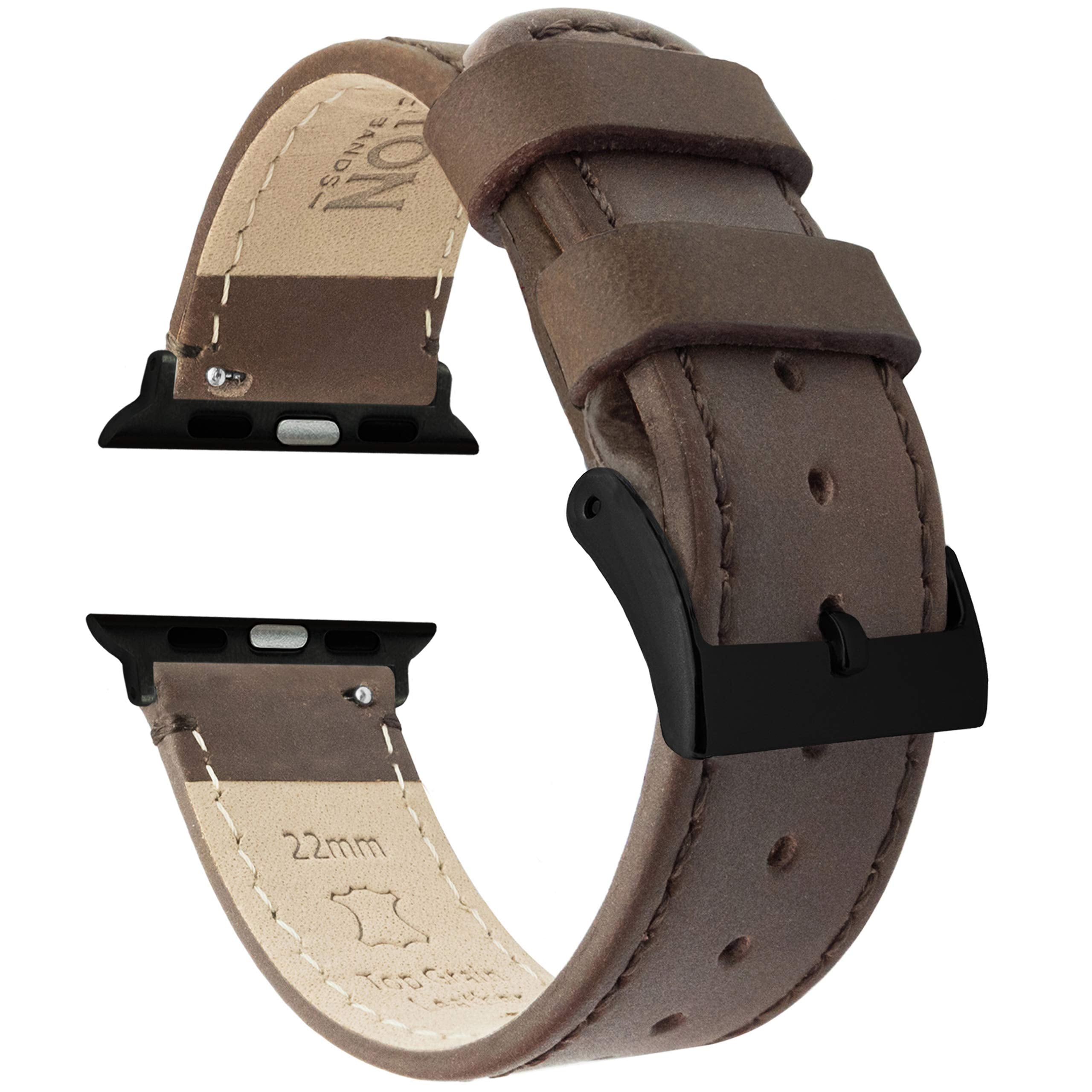 Black Leather / Red Stitching (Black Hardware) Large Apple Watch (42mm/44mm/45mm/49mm) Best apple watch bands in use, Apple watch band , Applewatchbands.us