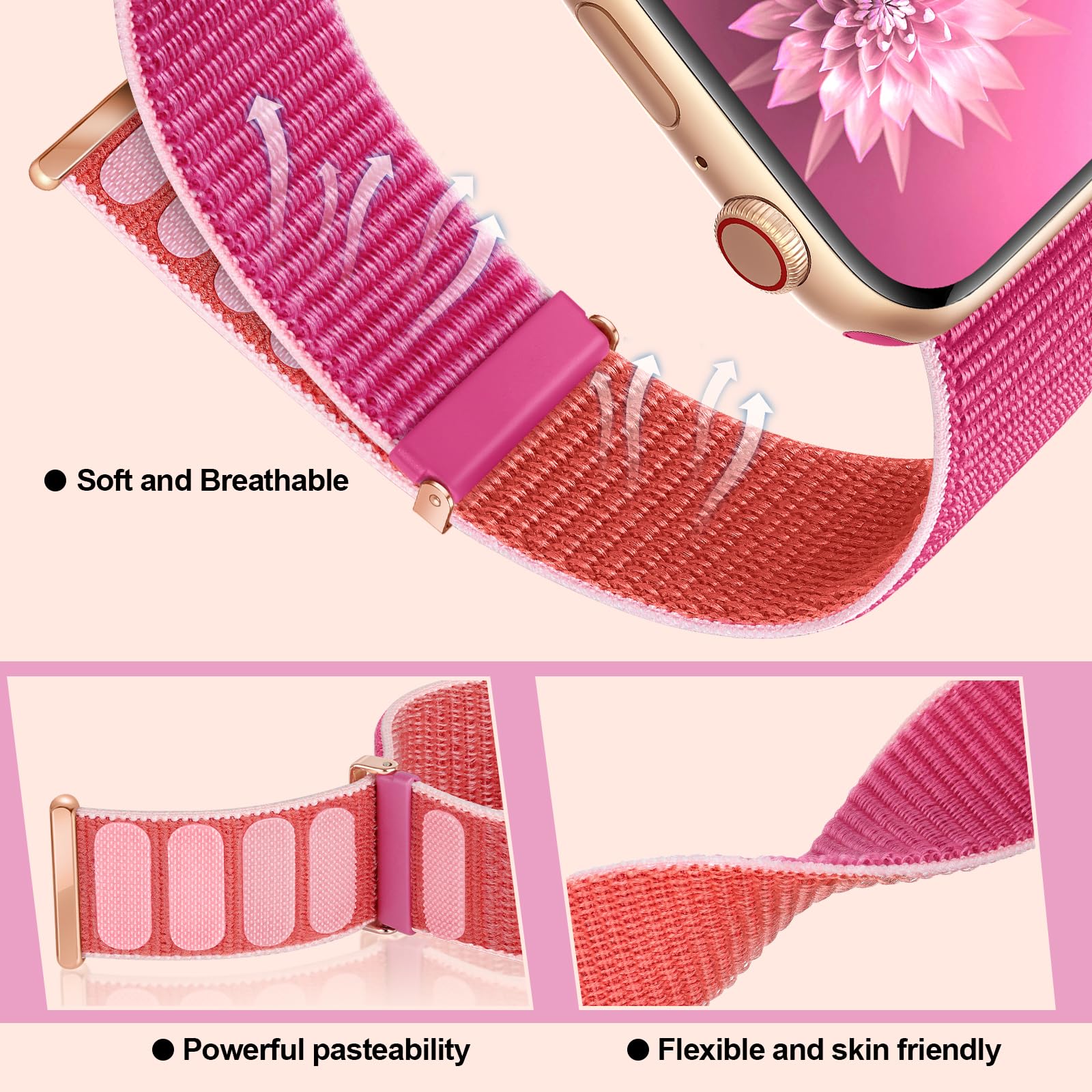 Rose Pink 38mm/40mm/41mm/42mm(Series 10) Best apple watch bands in use, Apple watch band , Applewatchbands.us