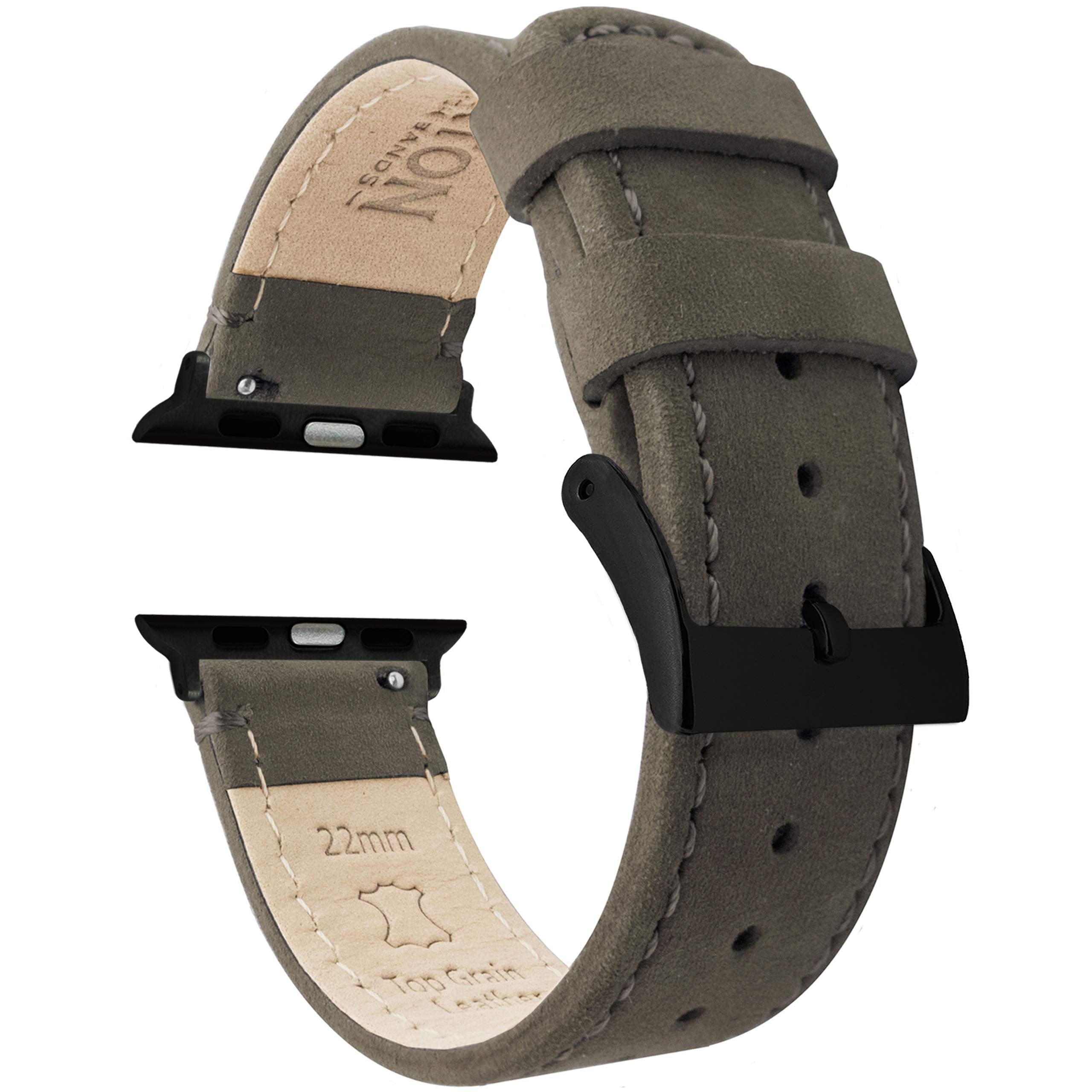 Gingerbread Leather / Gingerbread Stitching (Black Buckle) 20mm Best apple watch bands in use, Apple watch band , Applewatchbands.us