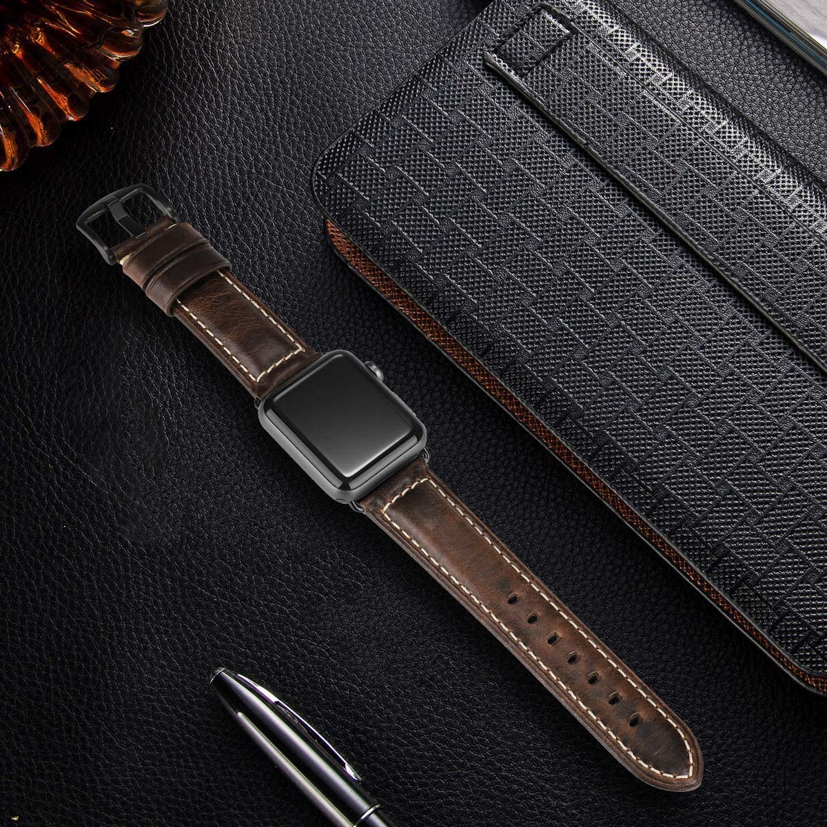 Retro dark Blue Black buckle 49mm 46mm 45mm 44mm 42mm（Series 3/2/1） Best apple watch bands in use, Apple watch band , Applewatchbands.us