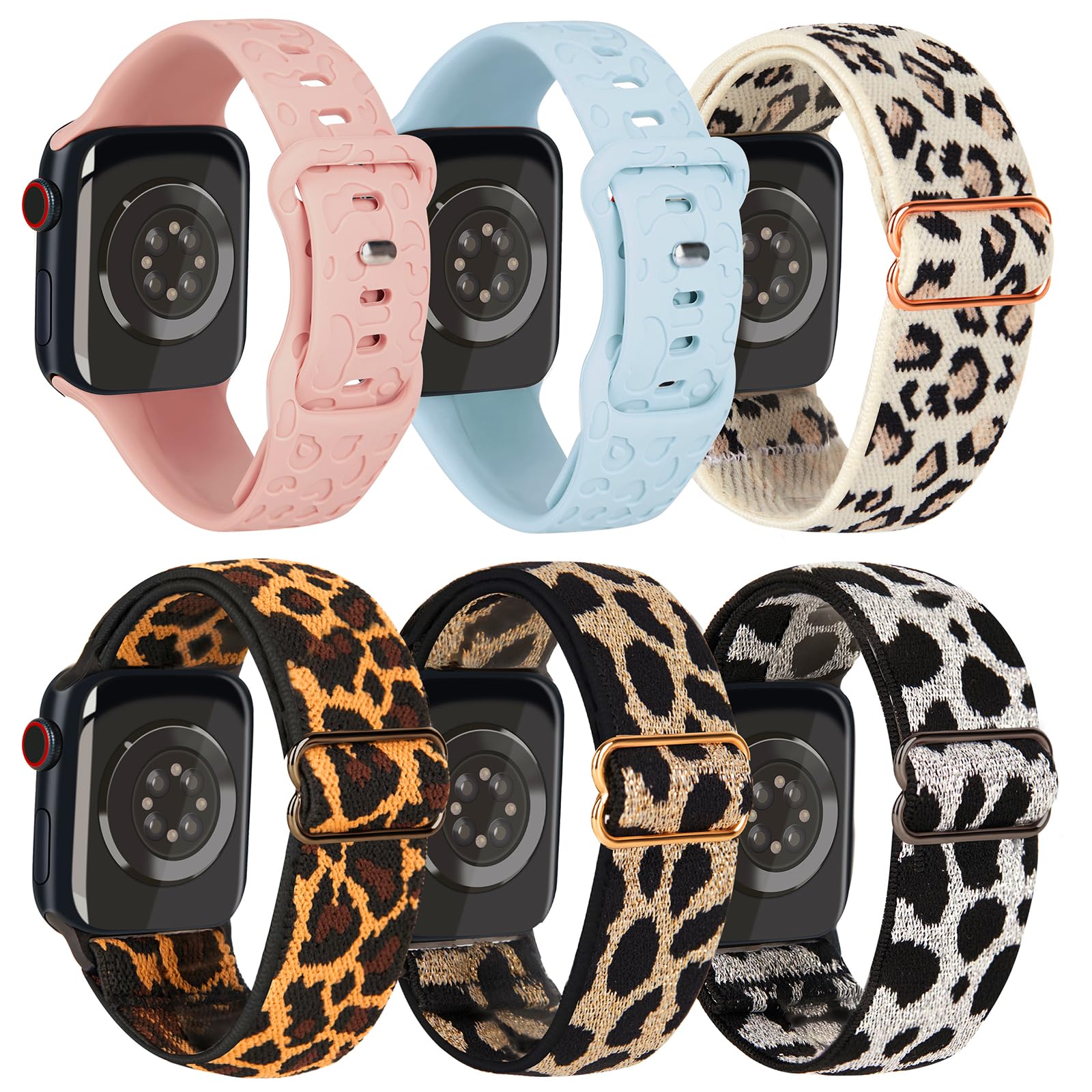 Pink Silicone Leopard/Blue Silicone Leopard/Gray Leopard/Yellow Leopard/Gold Leopard/Silver Leopard 38mm/40mm/41mm Best apple watch bands in use, Apple watch band , Applewatchbands.us